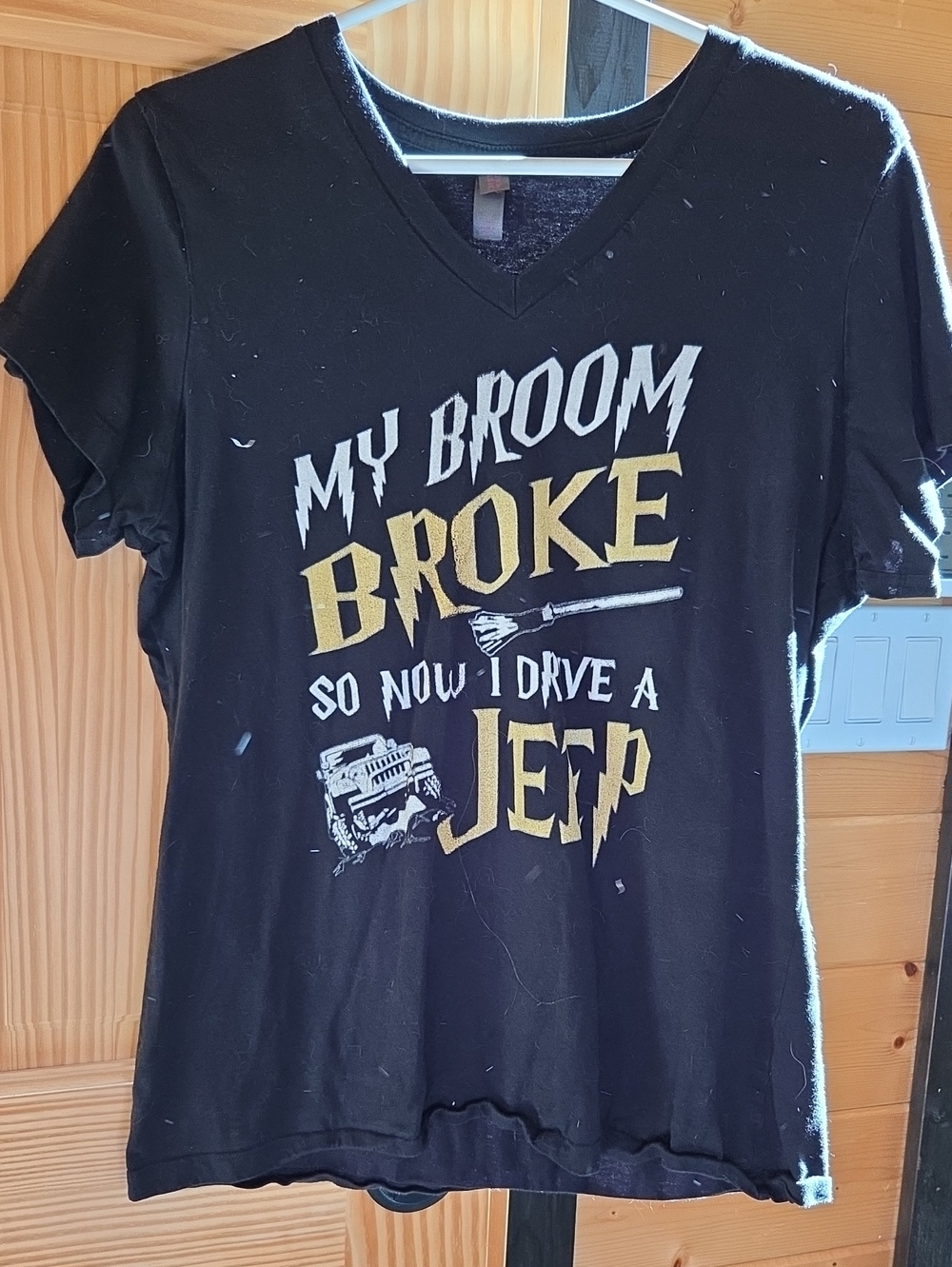 Black Womens' Graphic Tee - 'My Broom Broke'